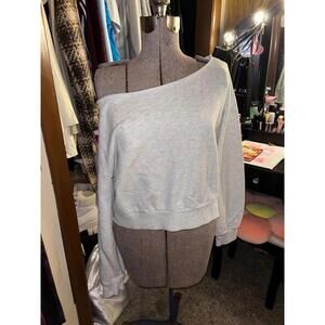 Grey garage off shoulder sweatshirt